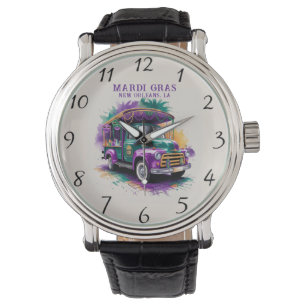 Mardi Gras Truck Waterverf Horloge