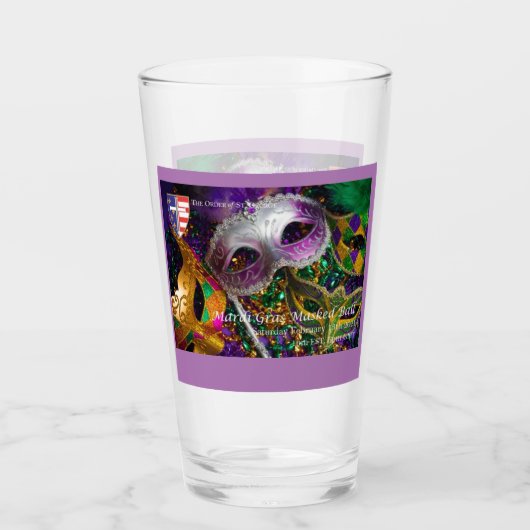 Mardi Gras Tumbler en verre commémoratif #1 (Devant)