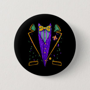 Mardi Gras Tuxedo Kostuum Grappig Carnaval Ontwerp Ronde Button 5,7 Cm