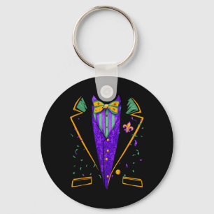 Mardi Gras Tuxedo Kostuum Grappig Carnaval Ontwerp Sleutelhanger