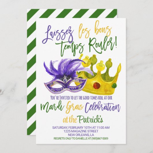 Mardi Gras Uitnodiging (Voorkant / Achterkant)