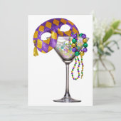 Mardi Gras - Uitnodiging voor een cocktailparty (Staand voorkant)