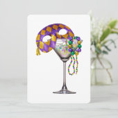 Mardi Gras - Uitnodiging voor een cocktailparty (Staand voorkant)