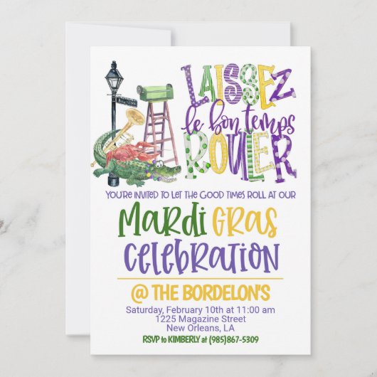 Mardi Gras Uitnodiging voor viering (Voorkant)