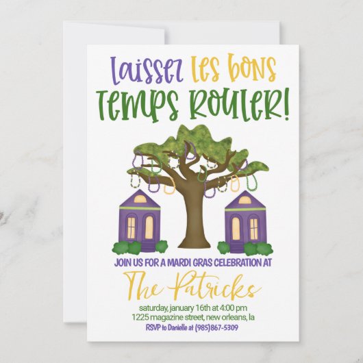 Mardi Gras Uitnodiging voor viering (Voorkant)
