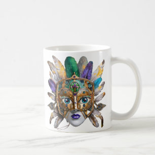 Mardi Gras Veer en Metalen Masker Koffiemok