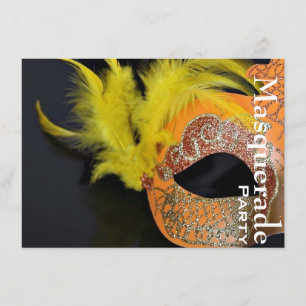 Mardi Gras Venetian Mask Masquerade Party Invite Kaart