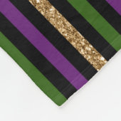 Mardi Gras Vertical Lines Golden Glitter NOLA Fleece Deken (Hoek)