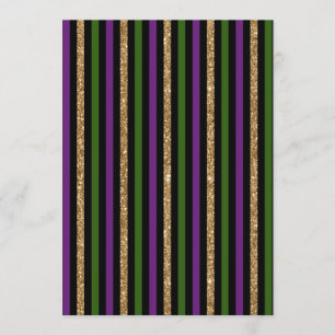 Mardi Gras Vertical Lines Golden Glitter NOLA Kaart