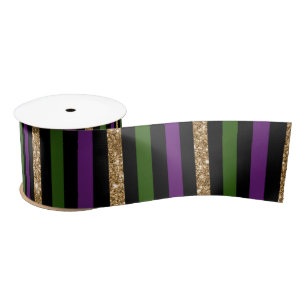 Mardi Gras Verticale Lijnen Gouden Glitters NOLA Lint
