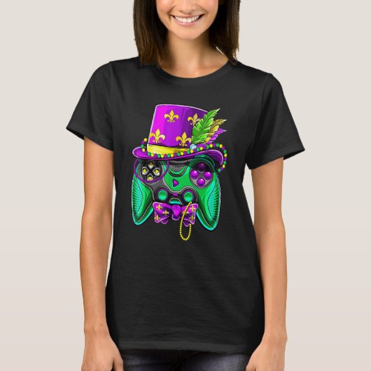 Mardi Gras Video Game Controller Jester Hat Costum T-shirt (Voorkant)