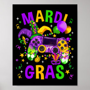 Mardi Gras Video Game Controller Jester Pet Costum Poster