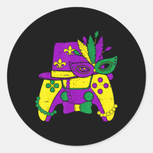 Mardi Gras Video Game Controller Jester Pet Costum Ronde Sticker