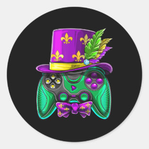 Mardi Gras Video Game Controller Jester Pet Costum Ronde Sticker