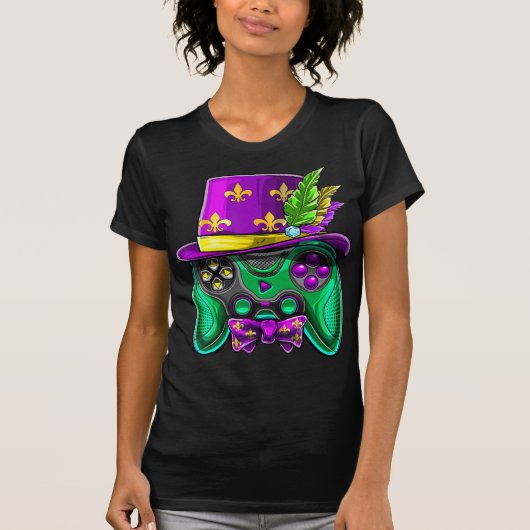 Mardi Gras Video Game Controller Jester Pet Costum T-shirt (Voorkant)