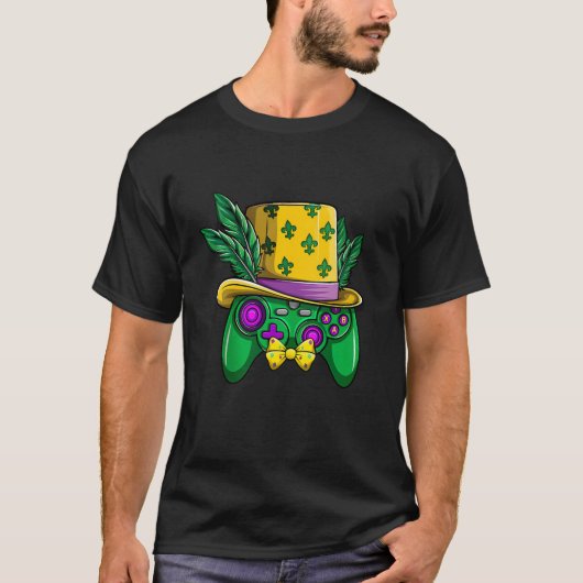 Mardi Gras Video Game Controller Jester Pet Costum T-shirt (Voorkant)