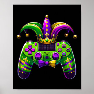 Mardi Gras Videogame Controller Narrenhoed Jongen Poster