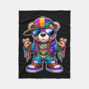 Mardi Gras voor Jongens Mannen Hip Hop Schattige B Fleece Deken