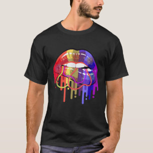 Mardi Gras voor Vrouwen Lippen Koningin Carnaval K T-shirt