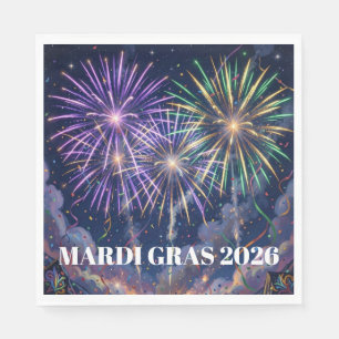 Mardi Gras-Vuurwerk Personaliseer Feest Servet
