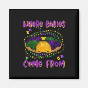 Mardi Gras Waar Bybies komen van King Cake 1 Magneet