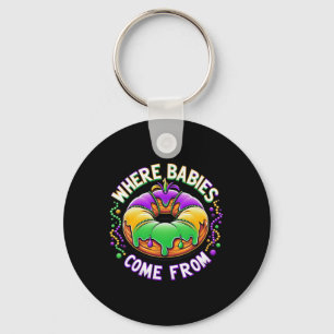 Mardi Gras Waar Bybies komen van King Cake 4 Sleutelhanger