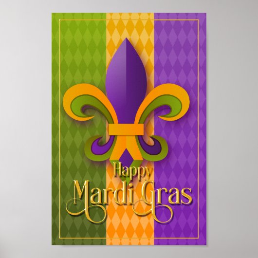 Mardi Gras Wall Art, Mardi Gras Fleur de Lis Poster (Voorkant)
