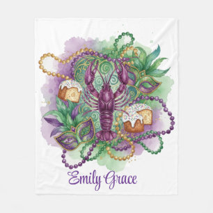 Mardi Gras Watercolor Vieren Fleece Deken