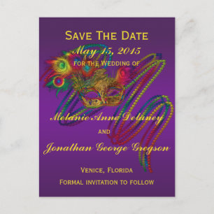 Mardi Gras Wedding SAVE THE DATE Briefkaarten