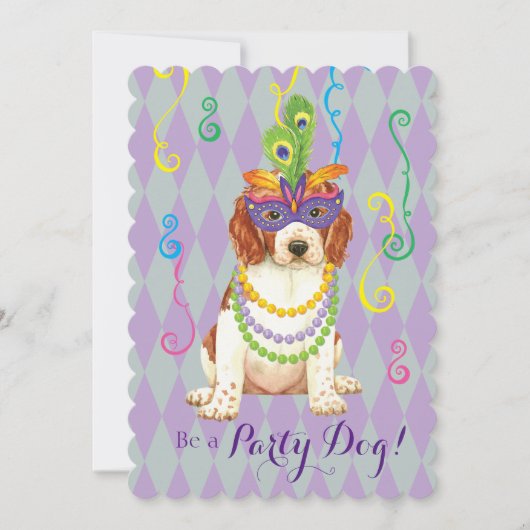 Mardi Gras Welsh Springer Spaniel Kaart (Voorkant)