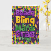 Mardi Gras Wenskaart, het is een Mardi Gras Ding Kaart (Gele Bloem)