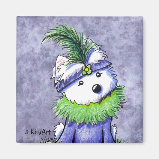 Mardi Gras Westie Magnet (Devant)