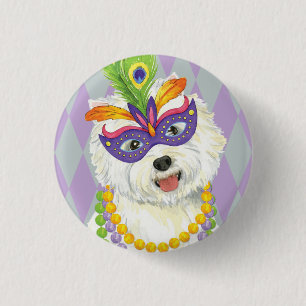 Mardi Gras Westie Ronde Button 3,2 Cm