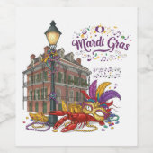 Mardi Gras Wijn Etiket (Enkel label)