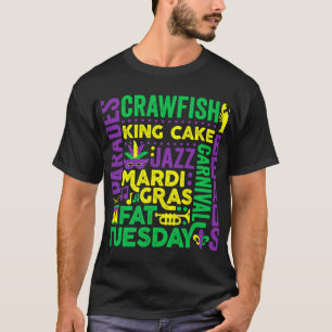 Mardi Gras Woord Mashup Parade Vet Dinsdag Carnava T-shirt