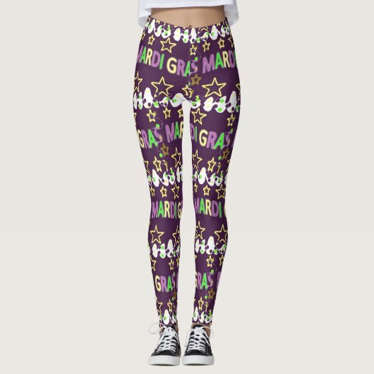 Mardi Gras Words Celebration Leggings (Voorkant)