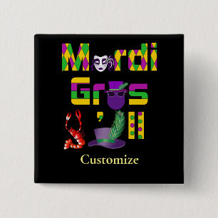 Mardi Gras Y'all Thunder_Cove Vierkante Button 5,1 Cm