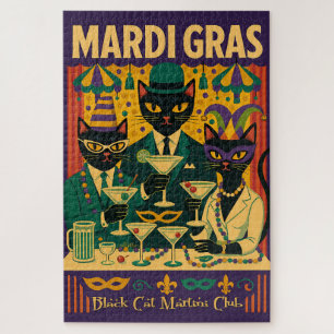Mardi Gras Zwarte Kat Martini Club Trio Legpuzzel