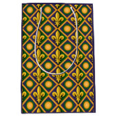 Mardi grass-patroon met gouden fleur-de-lis medium cadeauzakje (Voorkant)