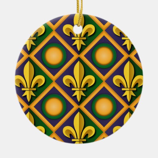 Mardi grass pattern with golden fleur-de-lis keramisch ornament (Voorkant)