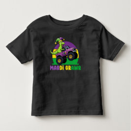 Mardi Grawr Monster Truck Dinosaur Mardi Gras Kinder Shirts