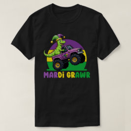 Mardi Grawr Monster Truck Dinosaur Mardi Gras T-shirt