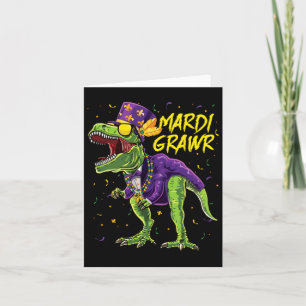 Mardi Grawr T-rex Dinosaur Dino Mardi Gras Kinder  Kaart