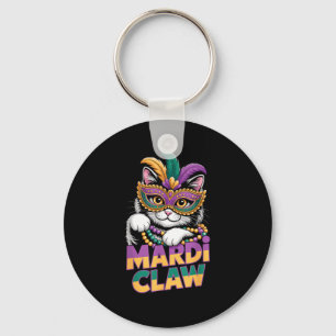 Mardi Klauw Kat Kitten Maskerade Masker Paars Groe Sleutelhanger