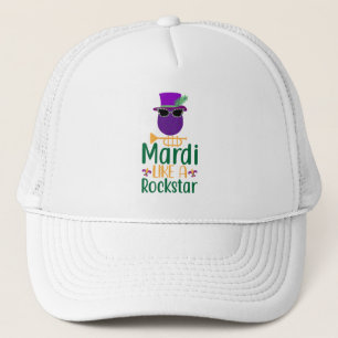 Mardi like a Rockstar Typography Trucker Hat Pet
