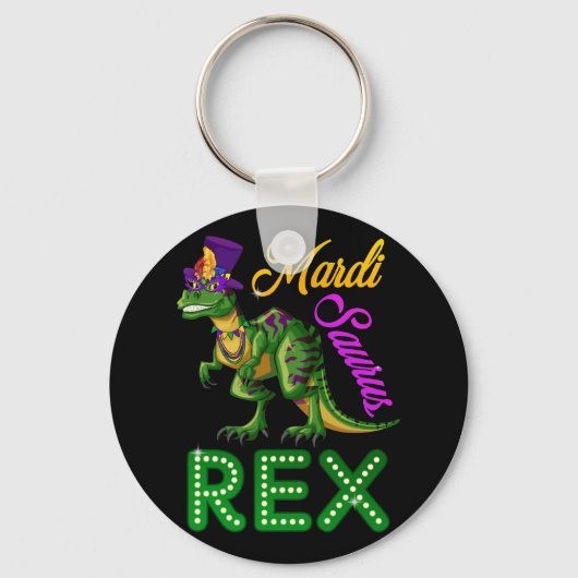 Mardi Saurus Grawr T-Rex Mardi Gras Bead Costume Sleutelhanger (Voorkant)