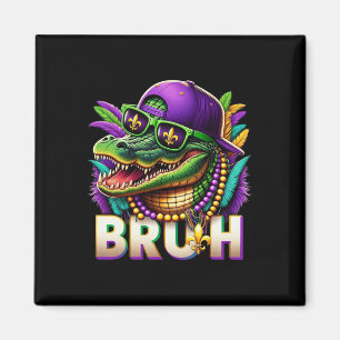 Mardigator Alligator Bruh Mardi Gras Kostuum Tiene Magneet