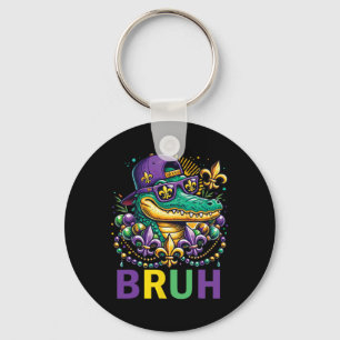 Mardigator Alligator Bruh Shirt Mardi Gras Kostuum Sleutelhanger