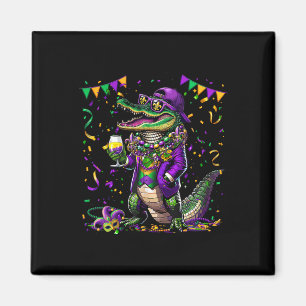 Mardigator Mardi Gras Alligator Kostuum Mannen Vro Magneet