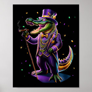 Mardigator Mardi Gras Alligator Kostuum Mannen Vro Poster